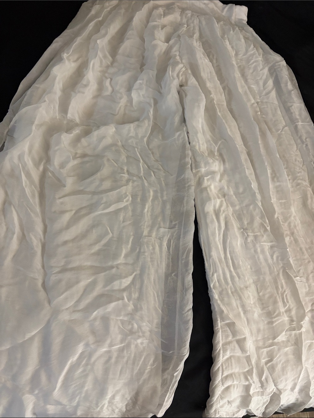 Elegant White Wide-Leg Crinkle Palazzo Pants